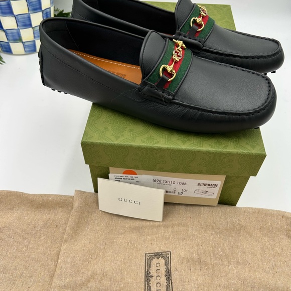 Men’s Gucci interlocking G web striped loafers size 10.5 fits 11 US made Italy - Picture 7 of 9